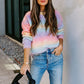 Pullover Striped Round Neck Knit Loose Plus Size Rainbow Ladies Sweater