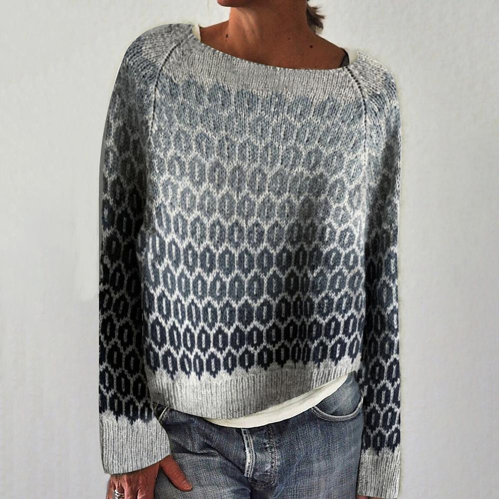 Ombre Gray Geometric Print Sweater