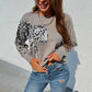 Scoop Thin Print Spring Fashion Women's Sweater