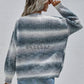 Pullover Striped Round Neck Knit Loose Plus Size Rainbow Ladies Sweater