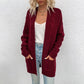 Plain Loose Pocket Mid-Length Fall Casual Women's Cardigan Sweater