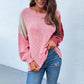 Scoop Thin Color Block Loose Spring Women's Sweater