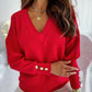 V Neck Long Sleeve Loose Women's Sweater
