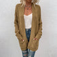 Plain Loose Pocket Mid-Length Fall Casual Women's Cardigan Sweater