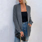 Middle Length Wrapped Women Cardigan Sweater With Pocket