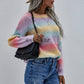Pullover Striped Round Neck Knit Loose Plus Size Rainbow Ladies Sweater