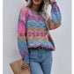 Pullover Striped Round Neck Knit Loose Plus Size Rainbow Ladies Sweater