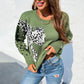 Scoop Thin Print Spring Fashion Women's Sweater