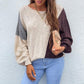 Scoop Thin Color Block Loose Spring Women's Sweater