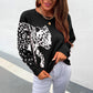 Scoop Thin Print Spring Fashion Women's Sweater