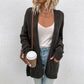 Plain Loose Pocket Mid-Length Fall Casual Women's Cardigan Sweater