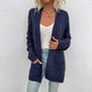 Plain Loose Pocket Mid-Length Fall Casual Women's Cardigan Sweater