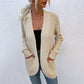 Middle Length Wrapped Women Cardigan Sweater With Pocket