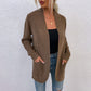 Middle Length Wrapped Women Cardigan Sweater With Pocket