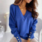 V Neck Long Sleeve Loose Women's Sweater