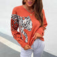 Scoop Thin Print Spring Fashion Women's Sweater