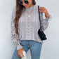 Lace Patchwork Sleeves Hollow Scoop Loose Women's Pullover Sweater