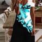 Print/Floral/Color Block Lace Short Sleeves Cold Shoulder Sleeve Shift Above Knee Casual Tunic Dresses