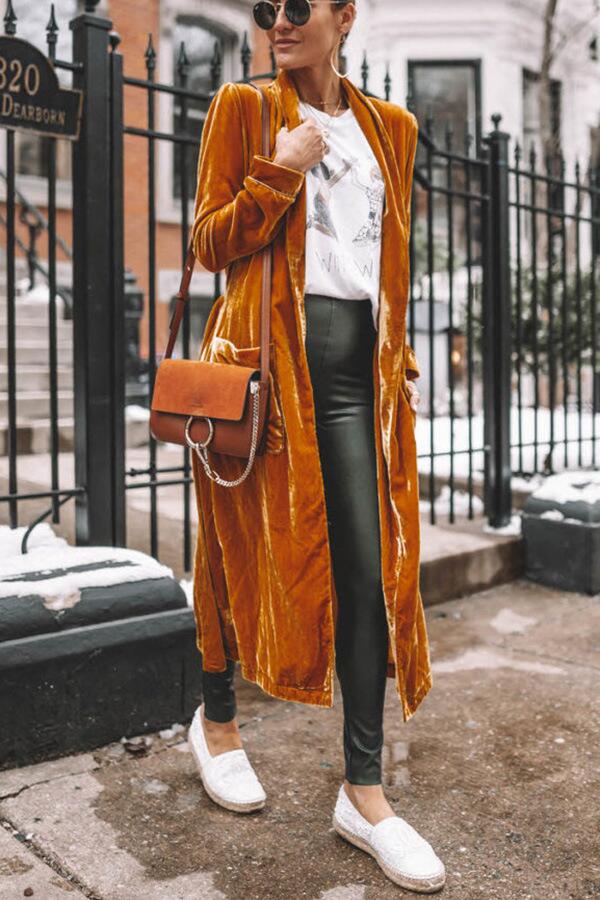 Fashion Solid Loose Long Sleeve Long Coat