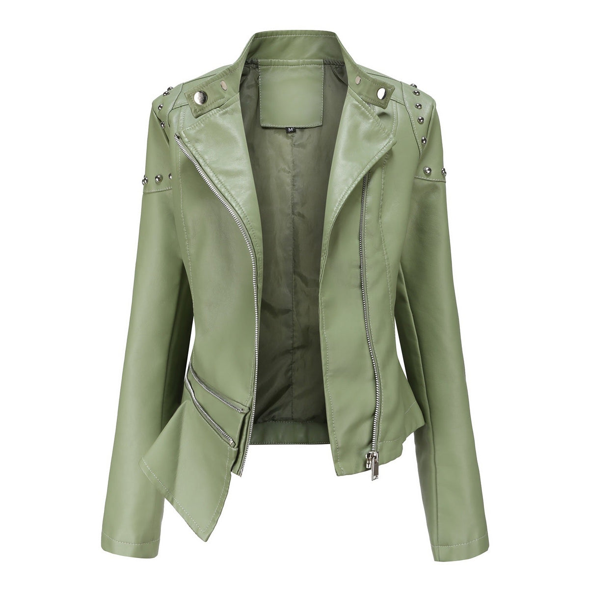 NEW RIVETED WASHED PU LEATHER JACKET