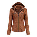 Hooded Leather Jacket Washed PU
