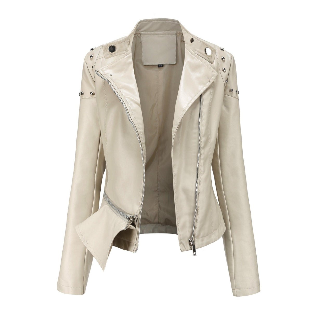 NEW RIVETED WASHED PU LEATHER JACKET