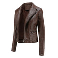 Lapel Washed PU Leather Jacket