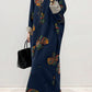 Puff Sleeve Stripe Printed Casual Maxi Dress