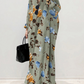 Puff Sleeve Stripe Printed Casual Maxi Dress