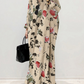 Puff Sleeve Stripe Printed Casual Maxi Dress