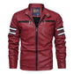 Men's Side Stripe Motorcycle Leather Jacket