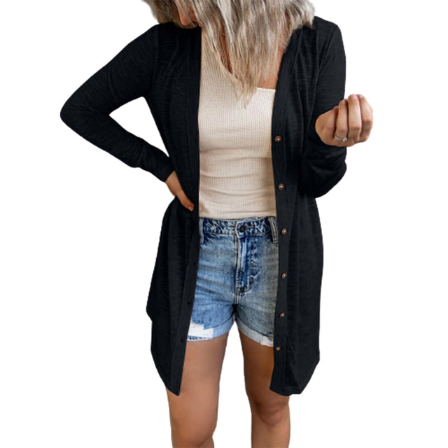 Samdolly Womens Cardigan Solid Loose Cardigan Buttons Long Sleeve Sweater