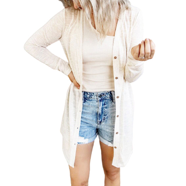 Samdolly Womens Cardigan Solid Loose Cardigan Buttons Long Sleeve Sweater