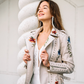 White Floral Leather Jacket