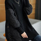 Simple Coffee Turtleneck Patchwork Loose Fall Knit sweaters
