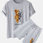 Robot Bear Print T-Shirt & Shorts