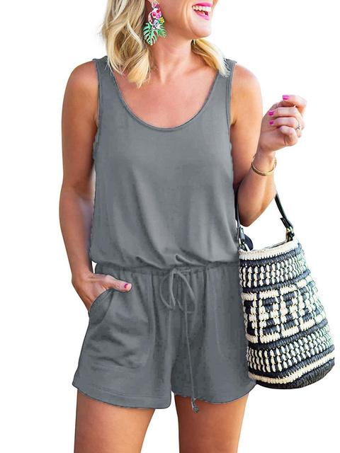 New Solid Summer Sleeveless Playsuit For Women