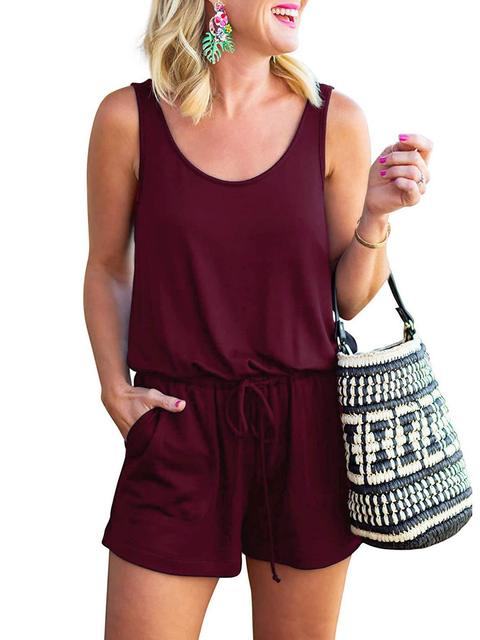 New Solid Summer Sleeveless Playsuit For Women