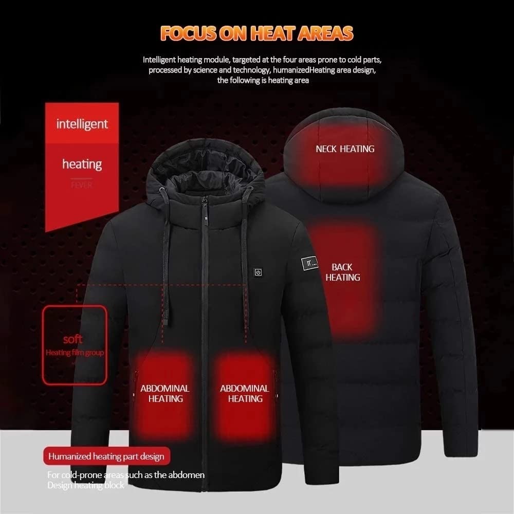 Winter Heated Jackets Smart Heating Cotton Coats Heated Hooded Jackets for Men