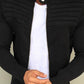 Men's Solid Color Striped Pleated Stitching Jacket