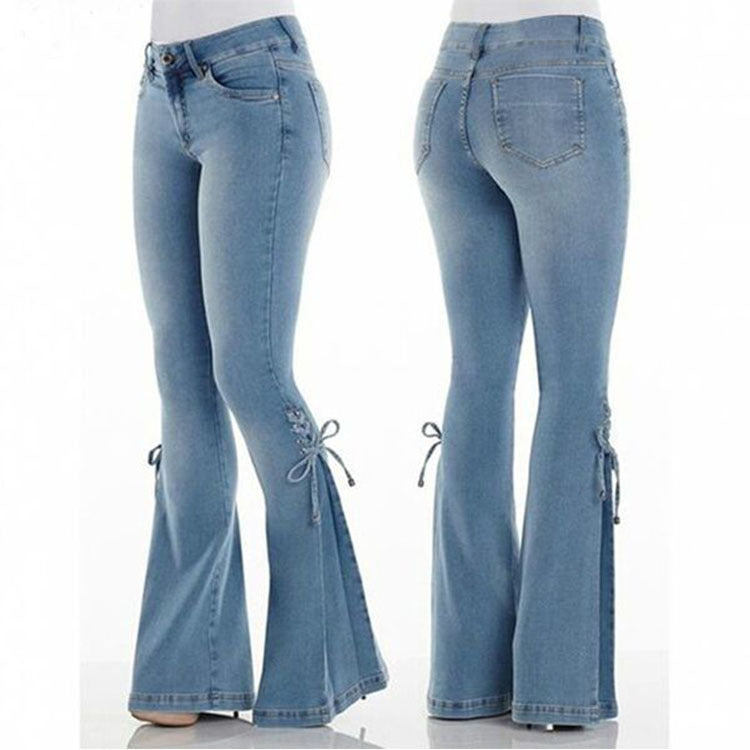 70s Hip Hugger Bell Bottoms Stretchy Jeans