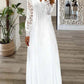 Casual Paneled Lace Long-Sleeved Dress