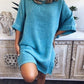 Women's Casual Pure Color Slit Cotton Dress