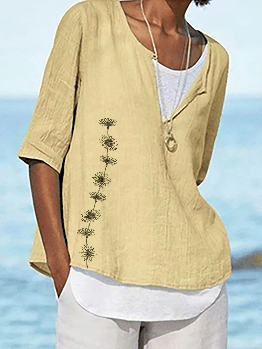 Women's Daisy Chain Print Casual Tee Shirt