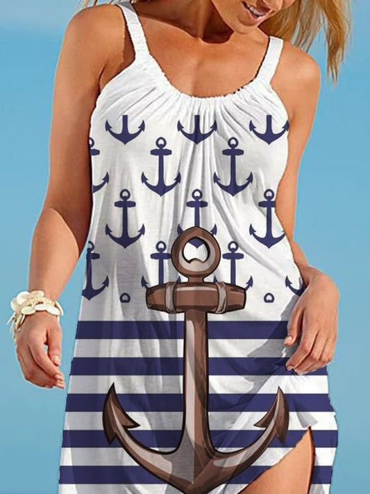 Anchor Print Casual Slip Dress