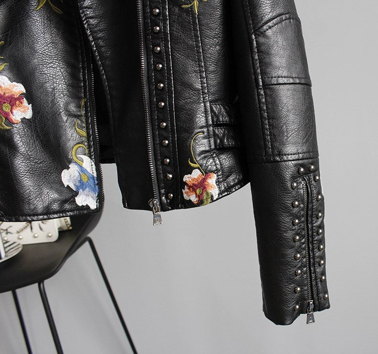 Floral Leather Jacket