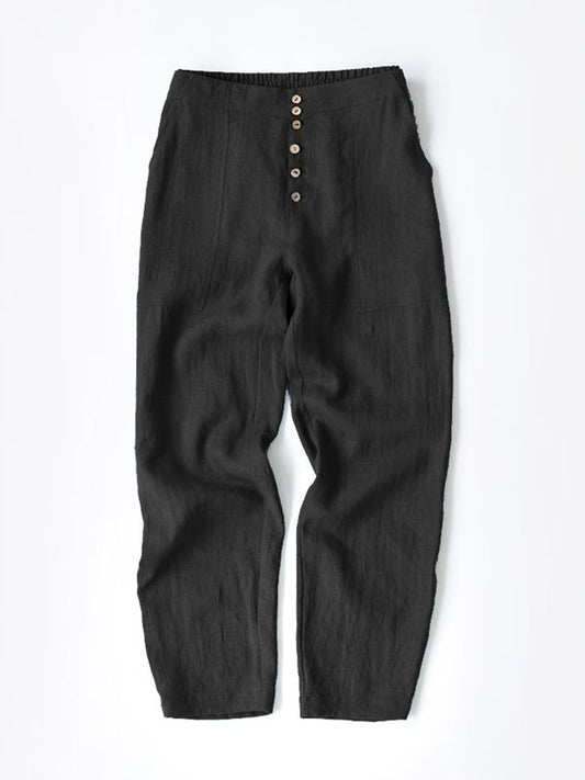 Solid Color Casual Mid-Length Pants