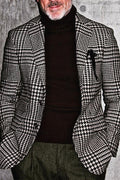 Casual Business Men's Shirt Single-breasted Slim Plaid Suit Jacket Men