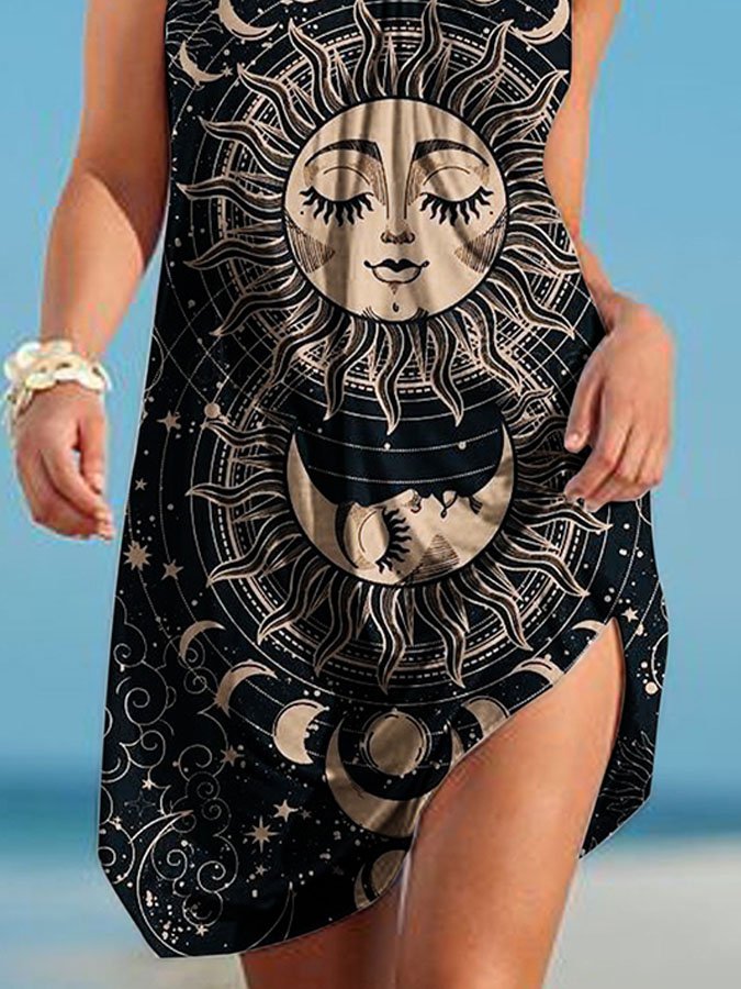 Tarot Print Sexy Sling Beach Dress