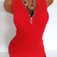 Slim Zip Neck Sleeveless Tank Vest
